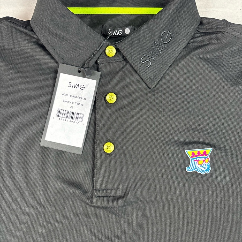 Swag Men's Black Golf Polo Shirt King Logo XL